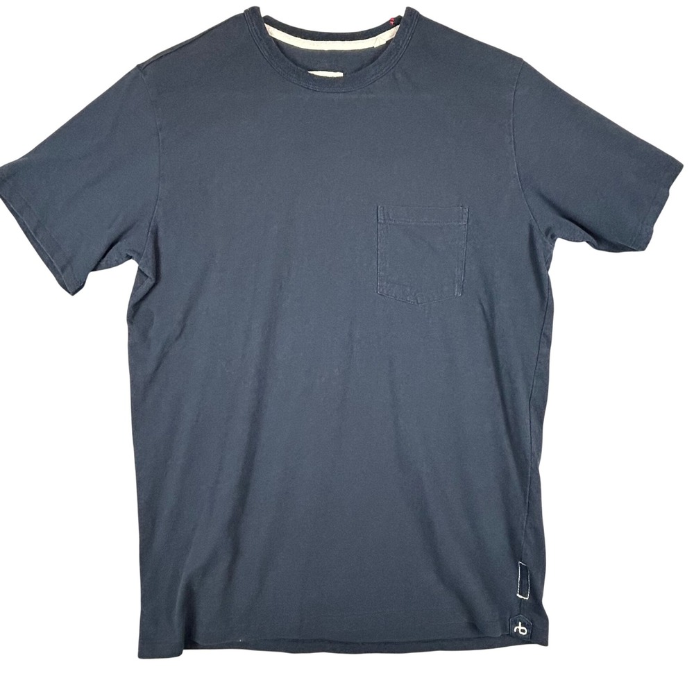 Rag & Bone Standard Issue Navy Blue Cotton Blend Pocket Tee Shirt Womens Medium